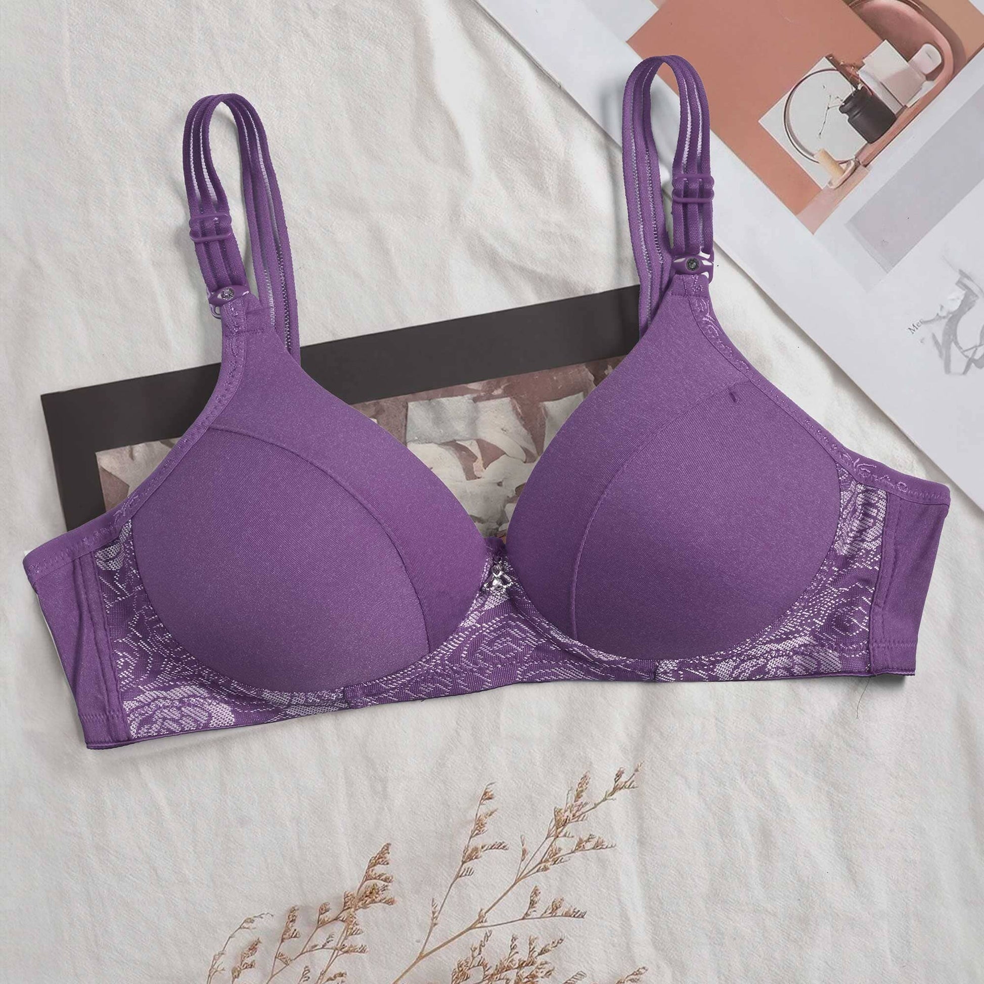 Lingcao Women's Orleans Floral Push Up Padded Bra