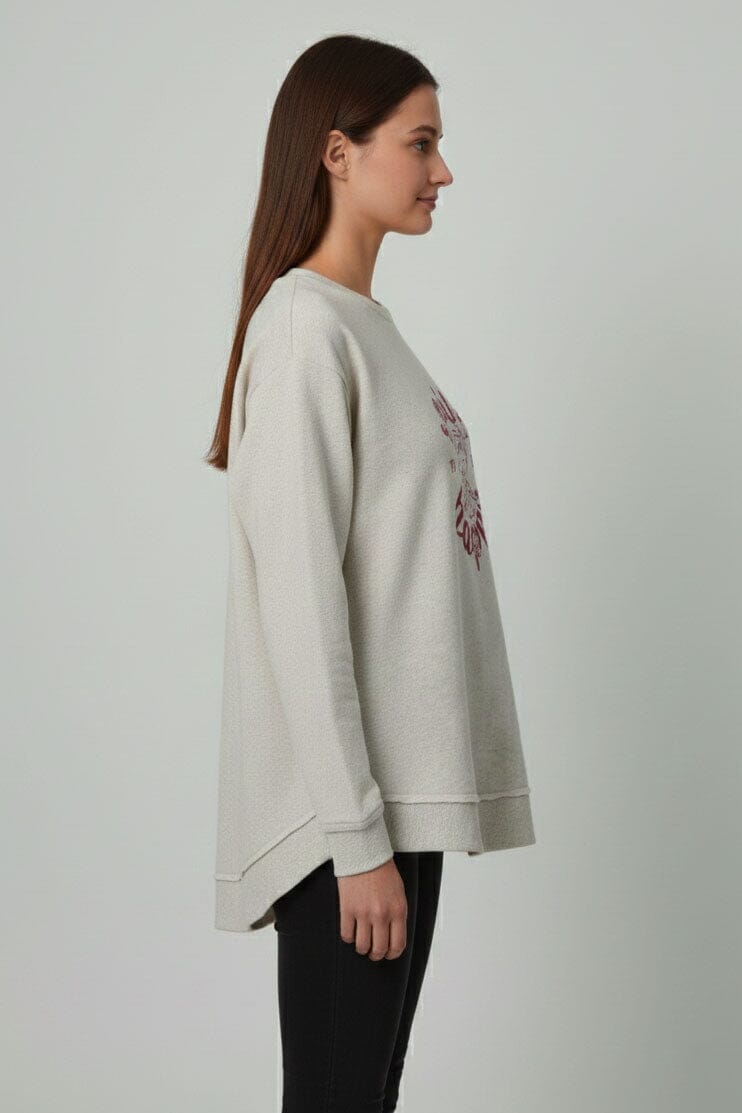 L.A.T Women's Be Happy High Low Hem Sweatshirt