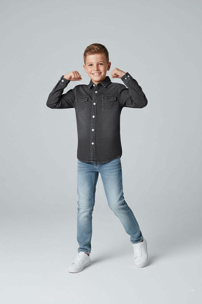 Styles Republic Boy's Basic Denim Casual Shirt