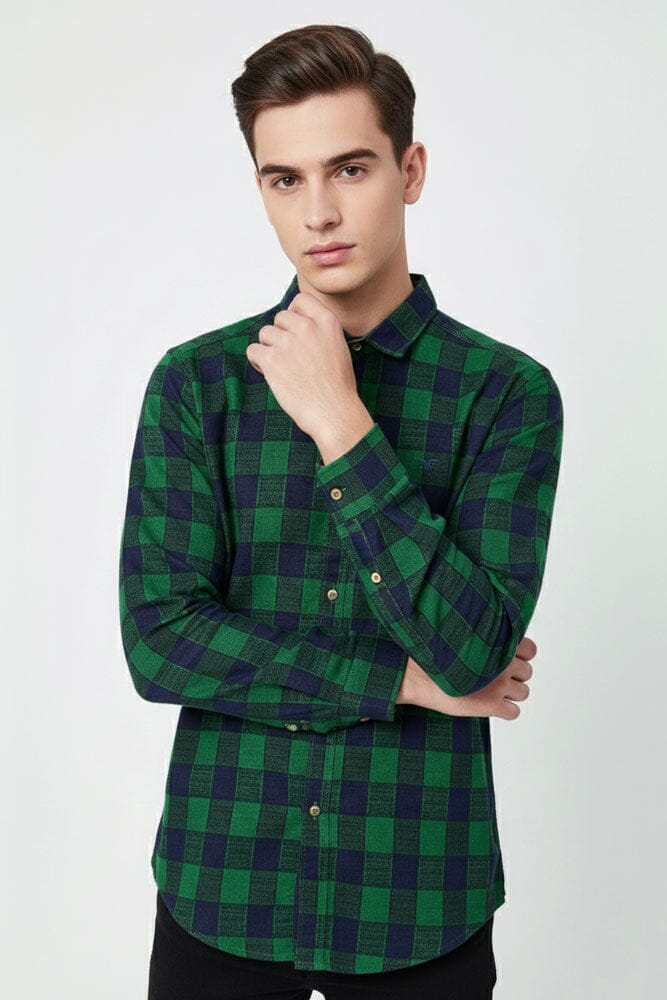 Scanners Men's Plaid Check Casual Shirt