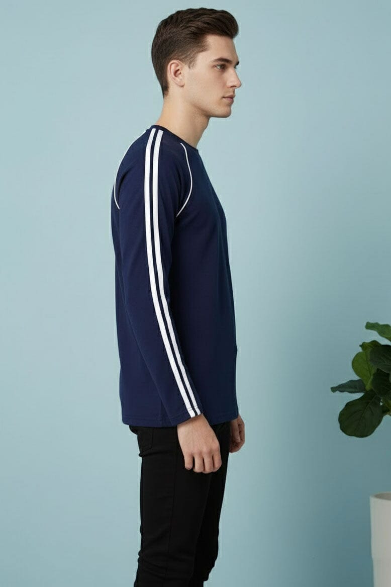 Men's Striped Raglan Sleeve Tee Shirt