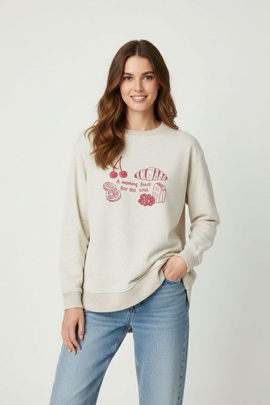 L.A.T Women's Printed High Low Hem Minor Fault Sweat Shirt