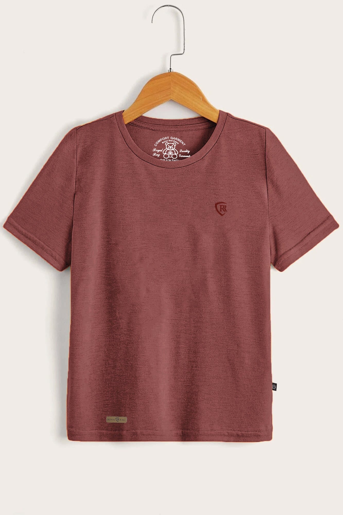 RR Kid's Logo Printed Short Sleeve Tee Shirt Boy's Tee Shirt Usman Traders Burgundy 2-3 Years 