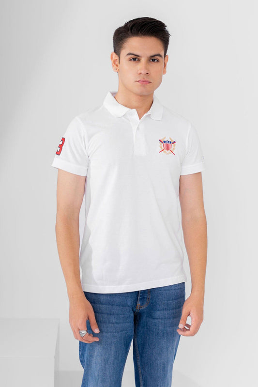 Polo Republica Men's USA Crest & Polo 3 Embroidered Short Sleeve Polo Shirt