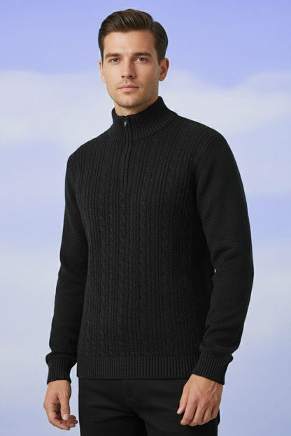 VT Men's Cable Knit Zipper Sweater
