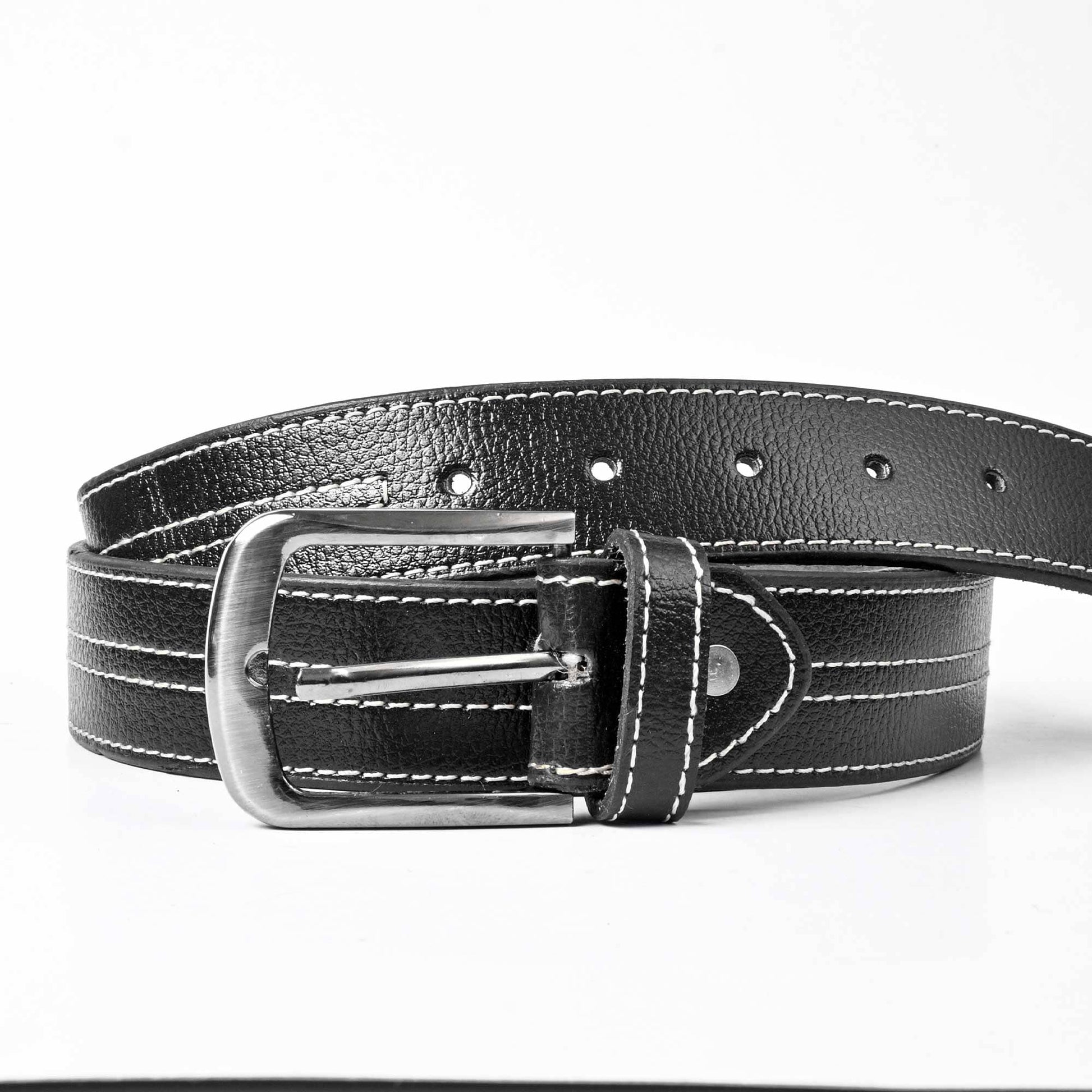 L&L Men's Stitching Line Genuine Leather Belt Men's Belt LNL Black 30-32 