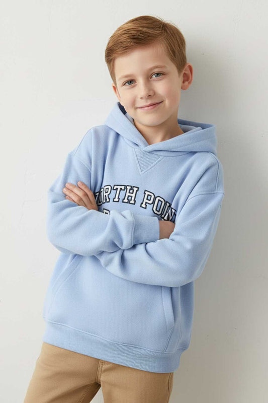 ZRA Boy's Embroidered Pullover Hoodie