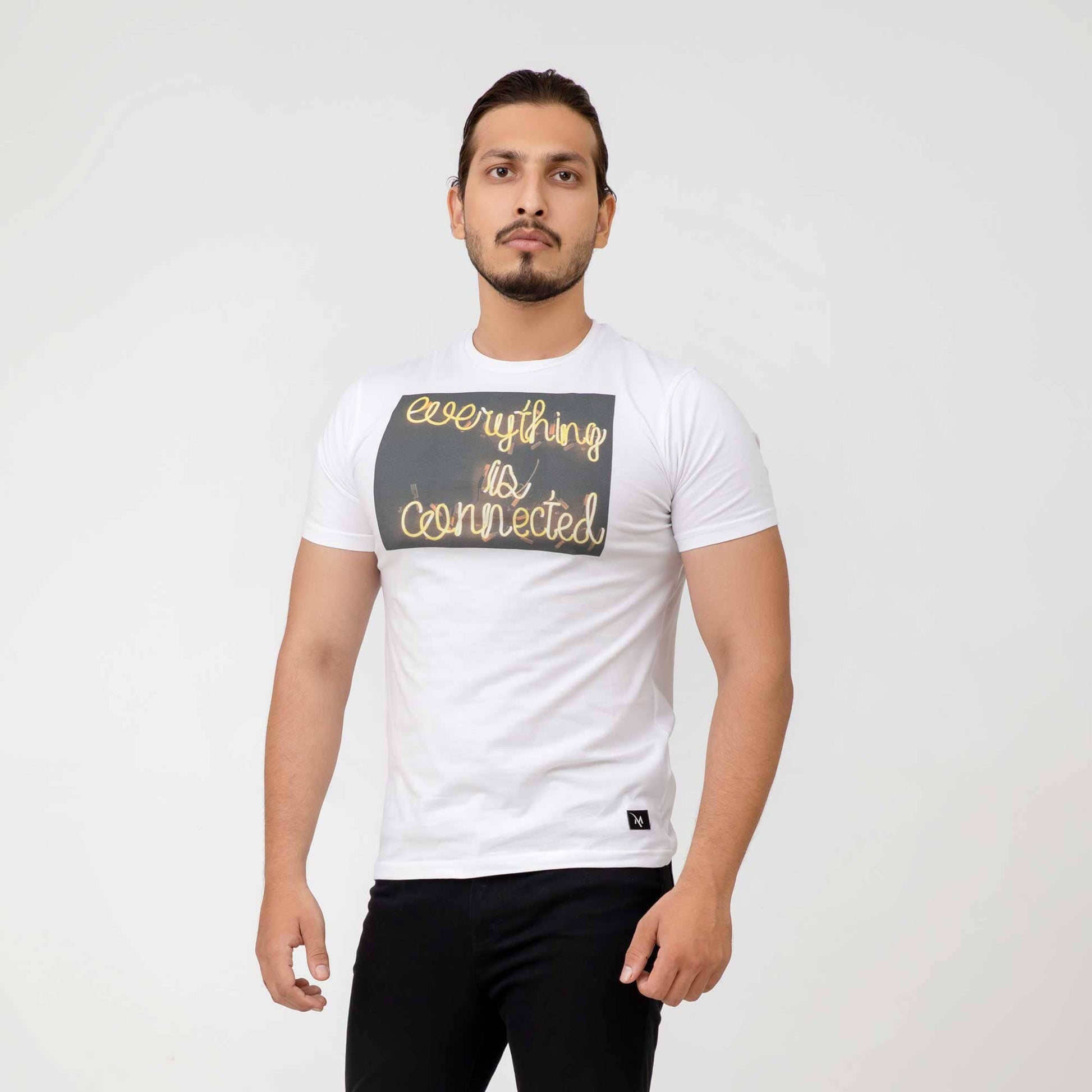 Madamadam Men's Every Thing Is Connected Printed Crew Neck Tee Shirt Men's Tee Shirt MADAMADAM White S 