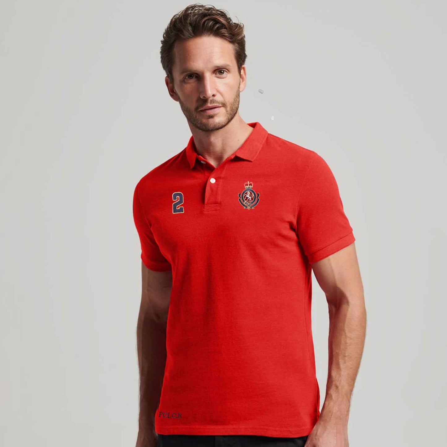 Polo Republica Men's Pony Crest & 2 Embroidered Short Sleeve Polo Shirt Men's Polo Shirt Polo Republica Red S 