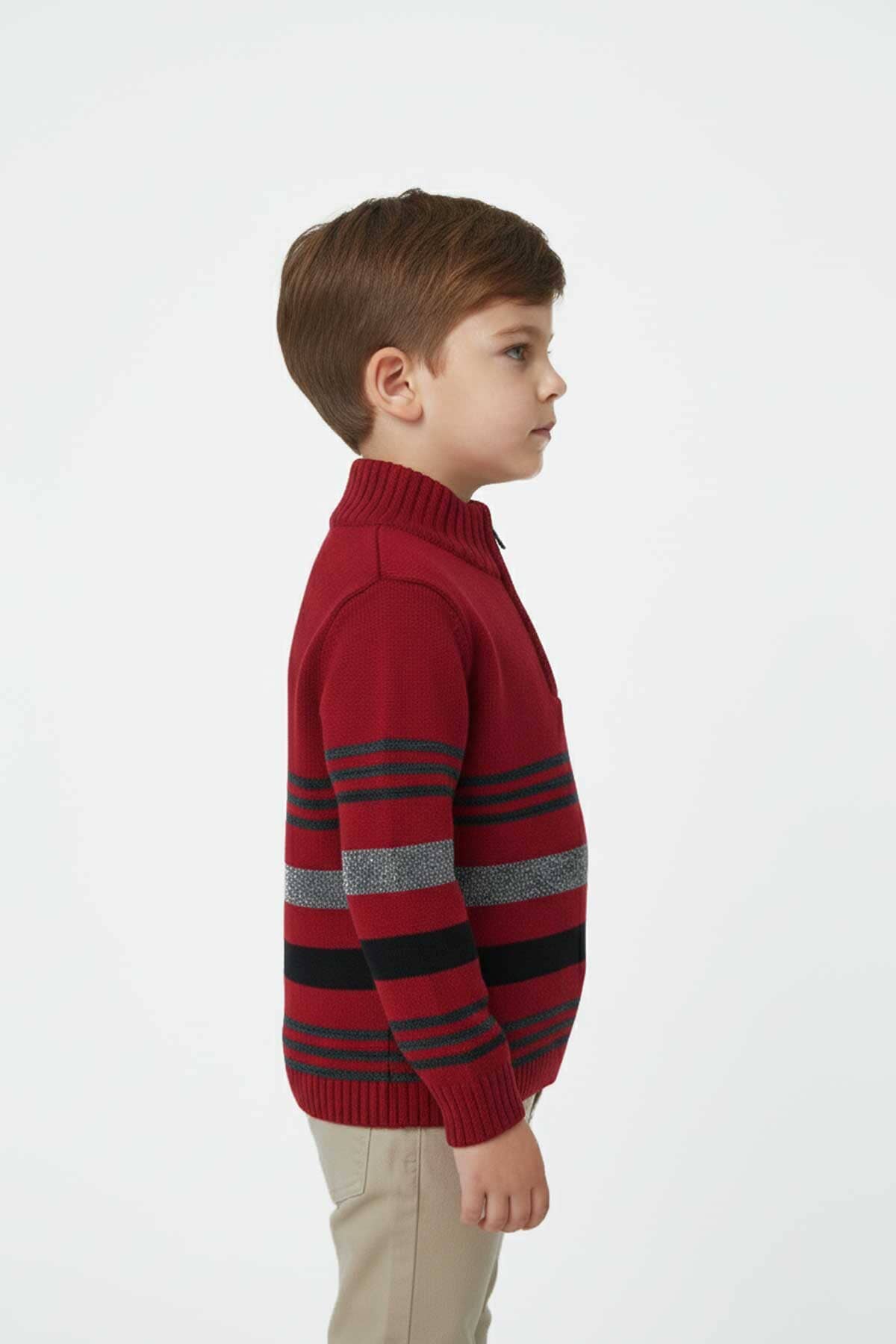 Yes Mom Boy's Quarter Zipper Knitted Sweater