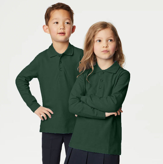 ISW Kid's Long Sleeve Pique Polo Shirt Kid's Polo Minhas Garments Bottle Green 2 Years 