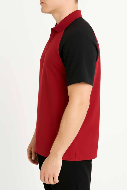 Men's Contrast Raglan Sleeve Polo Shirt