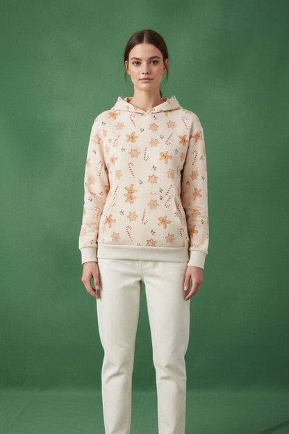 SNS Women's Printed Fleece Pullover Hoodie