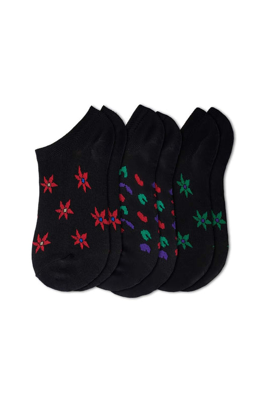 Gol Women's Printed Ankle Socks - Pack Of 3