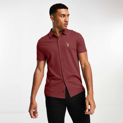 Polo Republica Men's Pony Embroidered Short Sleeves Casual Shirt Men's Casual Shirt Polo Republica Maroon S 