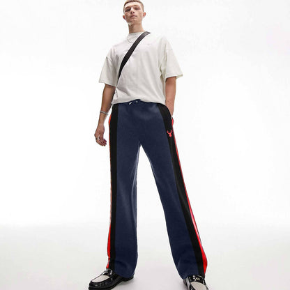 Polo Republica Deer Embroidered Contrast Side Panel Fleece Trousers Men's Trousers Polo Republica Navy & Red S 