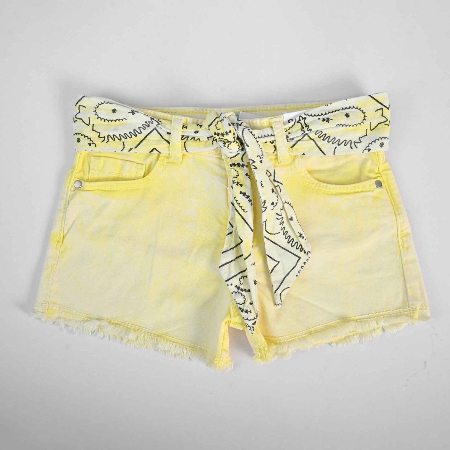 Original Marines Girl's Tie & Dye String Denim Shorts Girl's Shorts Minhas Garments Yellow 3-4 Years 