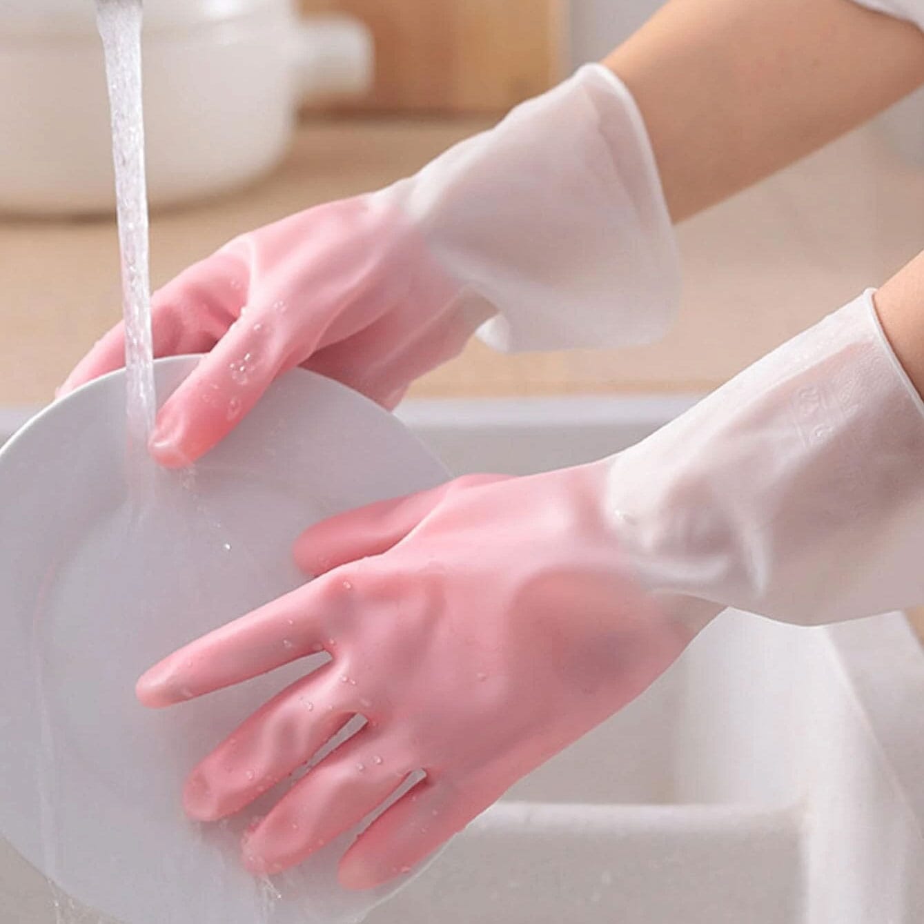 Household PVC Longshou Cleaning Gloves Gloves SRL Pink 