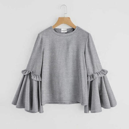Safina Women's Frill Bell Sleeves Minor Fault Thermal Sweatshirt Women's Sweat Shirt Safina Silver Grey XS 
