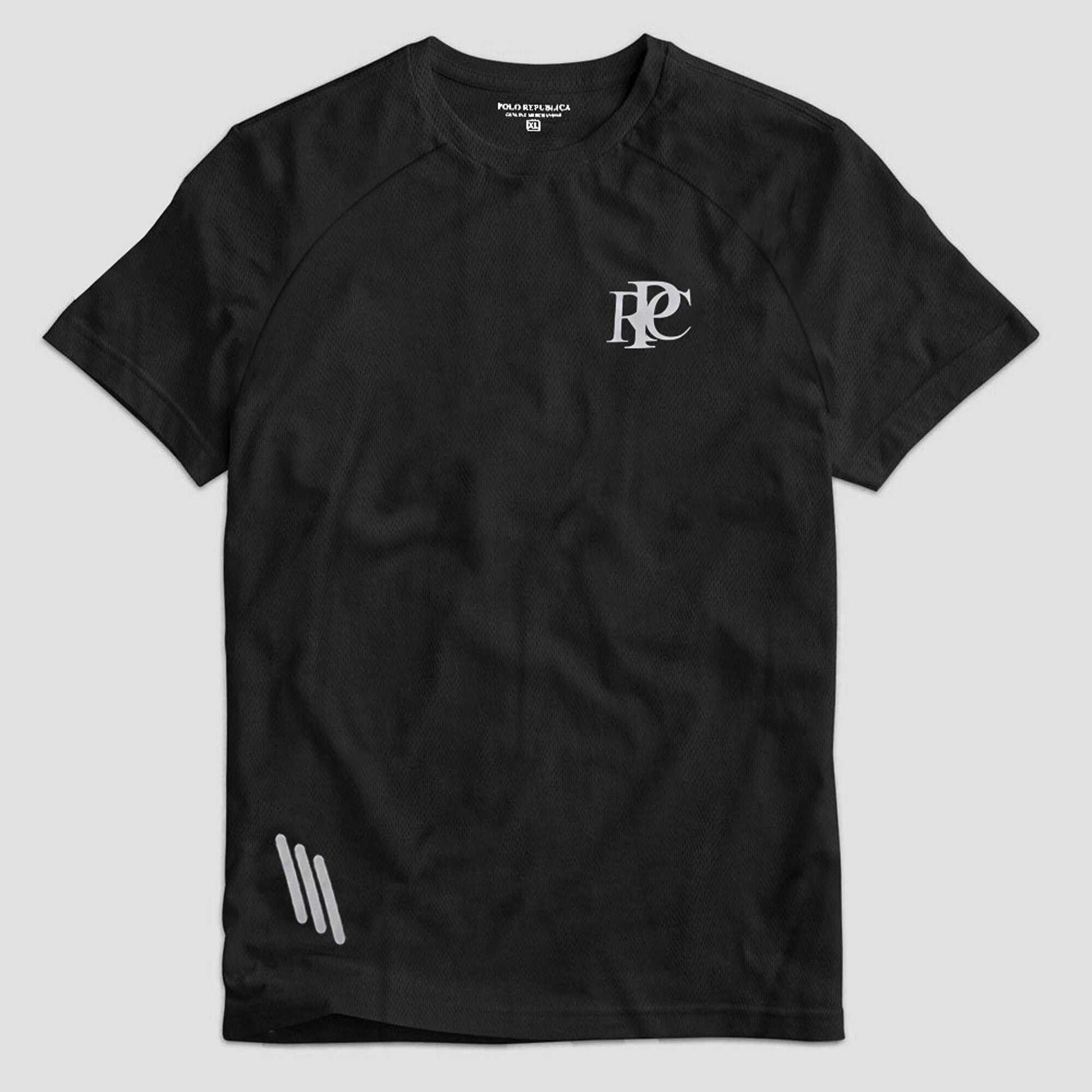 Polo Republica Men's PRC & Diagonal Stripes Printed Activewear Tee Shirt Men's Tee Shirt Polo Republica 