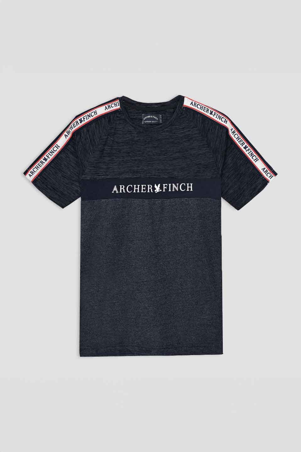 Navy Melange & White