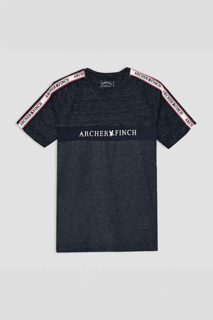 Navy Melange & White