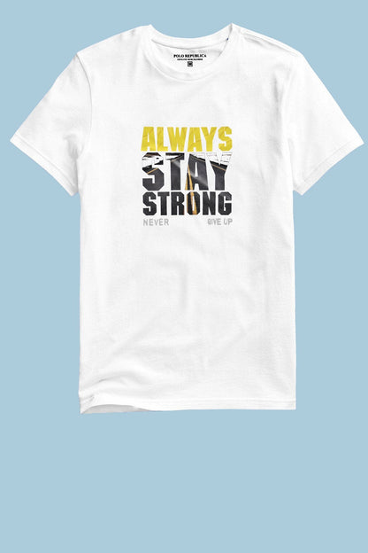 Polo Republica Men's Always Stay Strong Printed Crew Neck Tee Shirt