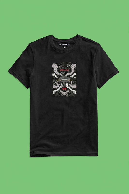 Polo Republica Men's Retro Wave Printed Short Sleeve Tee Shirt