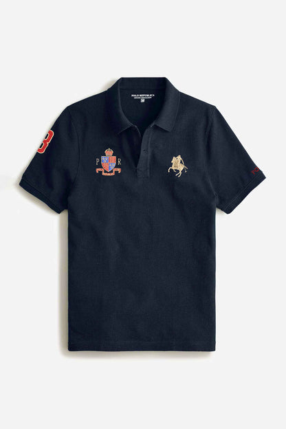 Polo Republica Men's Horse Rider PR & 8 Embroidered Short Sleeve Polo Shirt