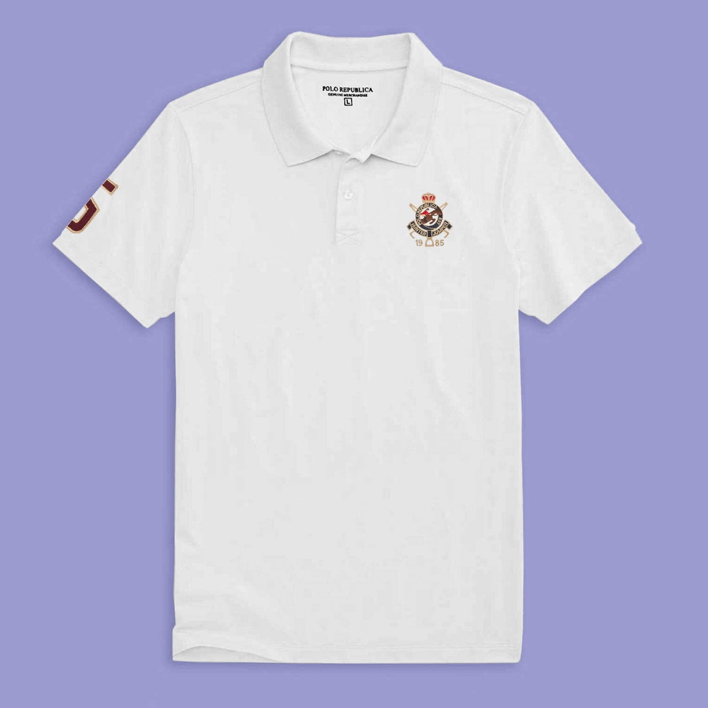 Polo Republica Men's Hunter Jumper & Crest 5 Embroidered Short Sleeve Polo Shirt