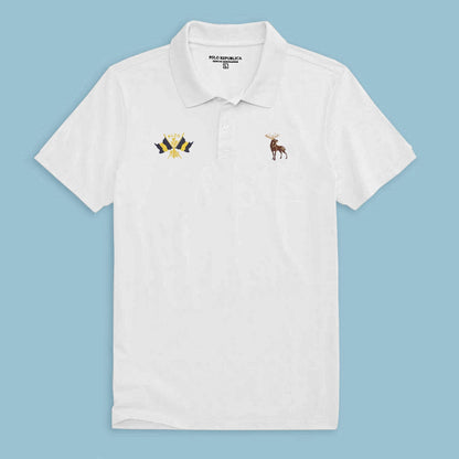 Polo Republica Men's Moose & Double Flags Embroidered Short Sleeve Polo Shirt
