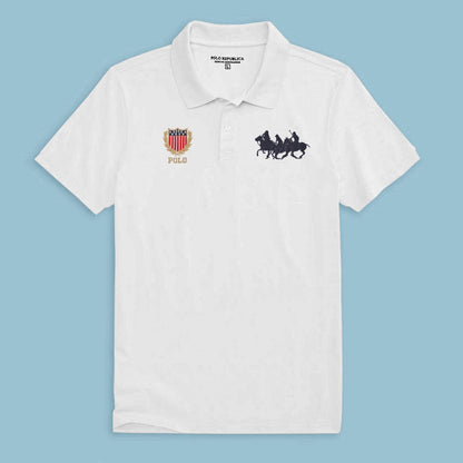 Polo Republica Men's Triple Pony & USA Polo Embroidered Short Sleeve Polo Shirt