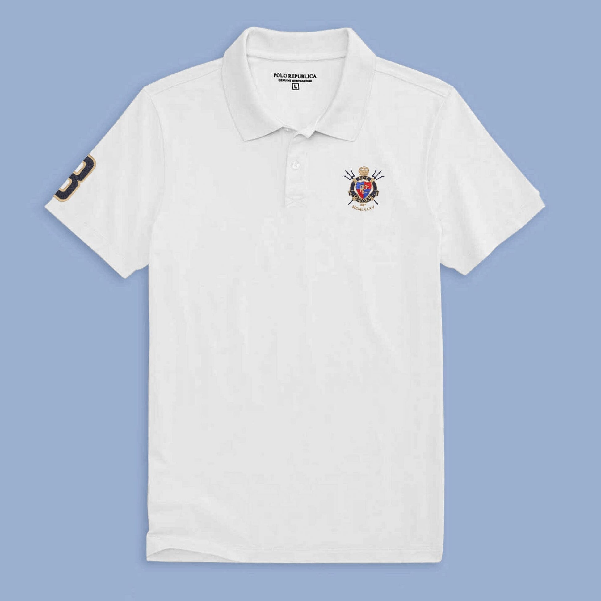 Polo Republica Men's PRC Crest & 8 Embroidered Short Sleeve Polo Shirt Men's Polo Shirt Polo Republica 