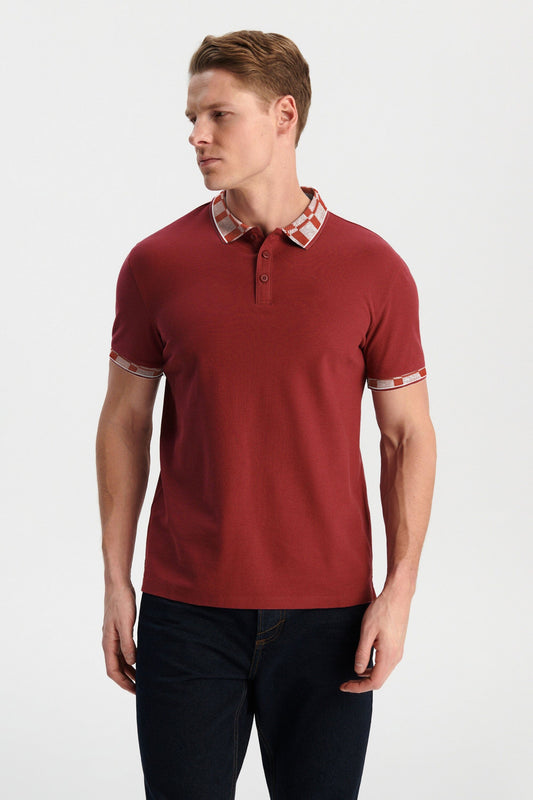 Max 21 Men's Check Collar Design Polo Shirt Men's Tee Shirt SZK 