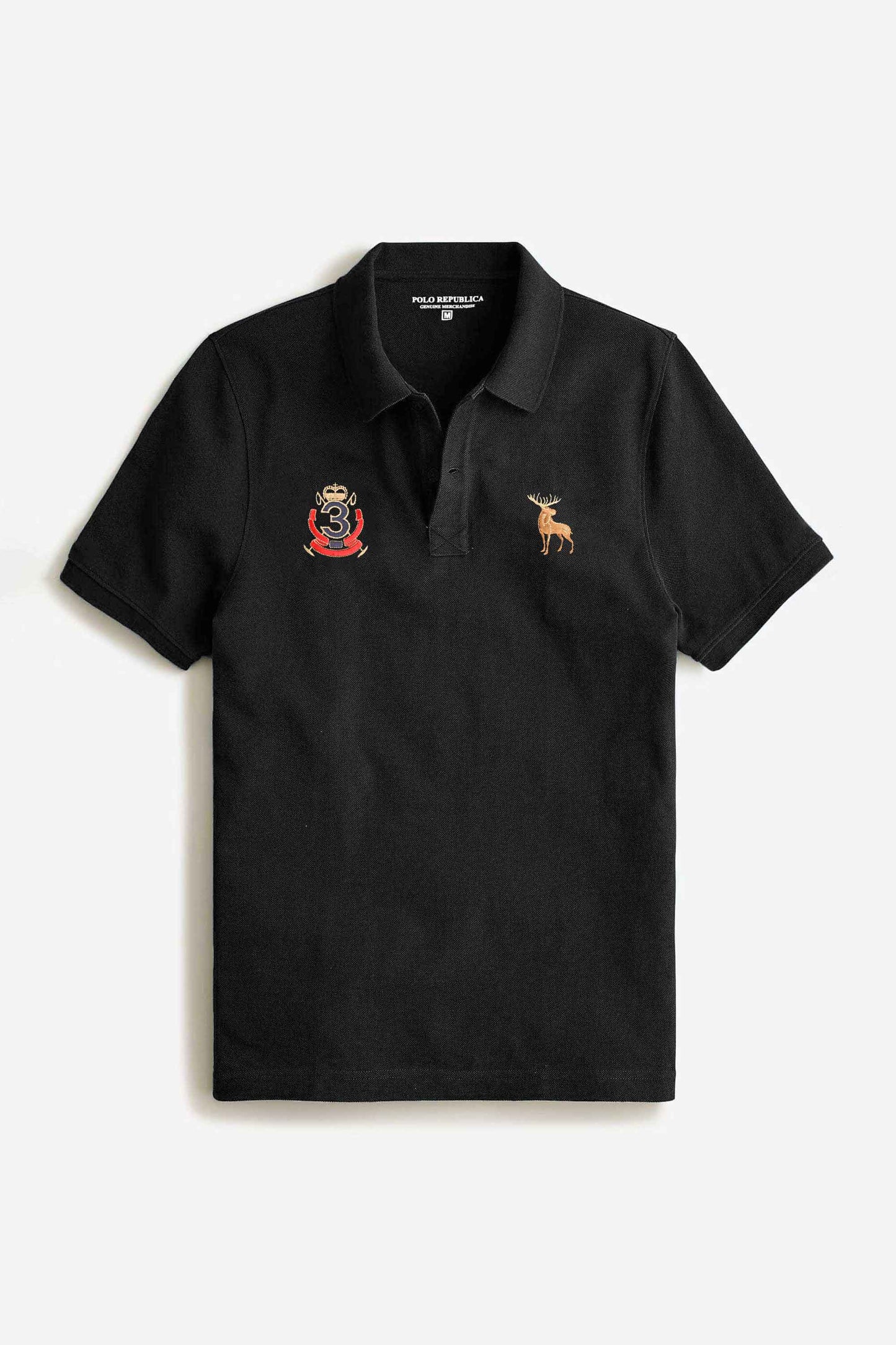 Polo Republica Men's Moose & Crest 3 Embroidered Short Sleeve Polo Shirt Men's Polo Shirt Polo Republica 