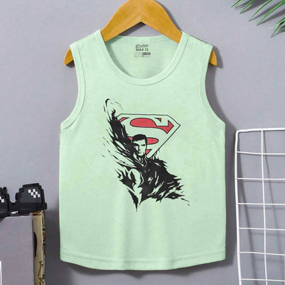Junior Boy's Superman Printed Tank Top Girl's Tee Shirt SZK Light Mint 3-6 Months 