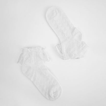 Women's Fancy Style Anklet Socks Socks RAM Cream (S) EUR-32 