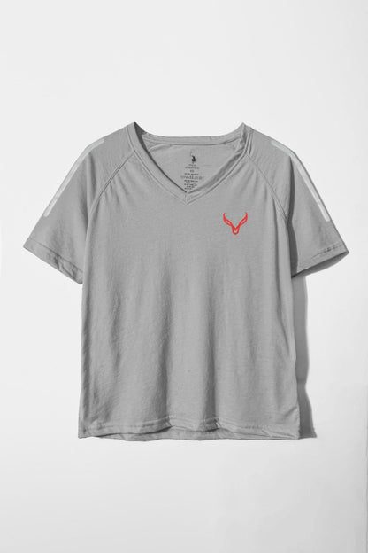 Polo Athletica Women's V-Neck Reflective Stripes Printed Short Sleeve Tee Shirt Women's Tee Shirt Polo Republica 