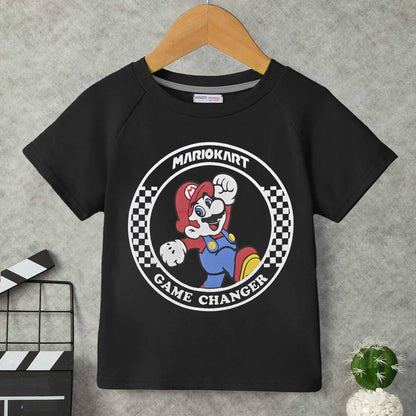 Minoti Kid's Mario Printed Tee Shirt Boy's Tee Shirt SZK Black 3-6 Months 