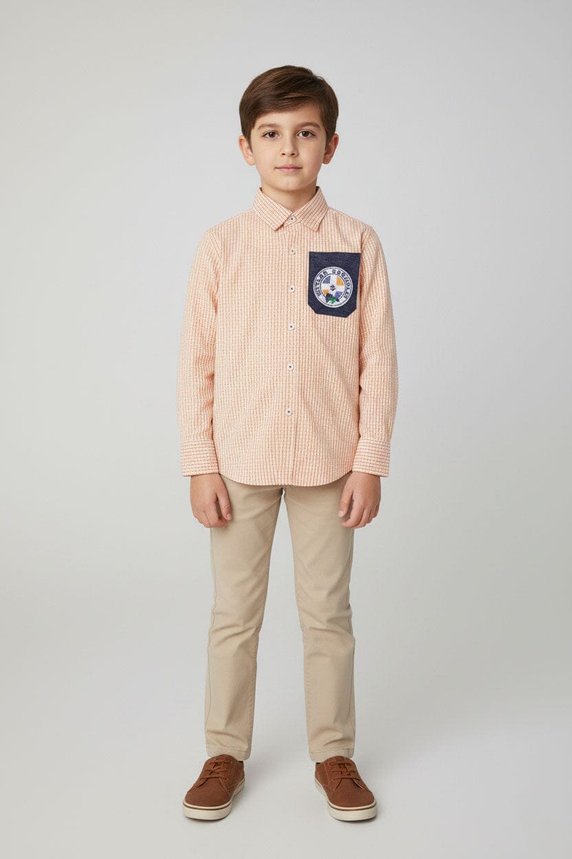 Styles Republic Boy's Embroidered Badge Casual Shirt