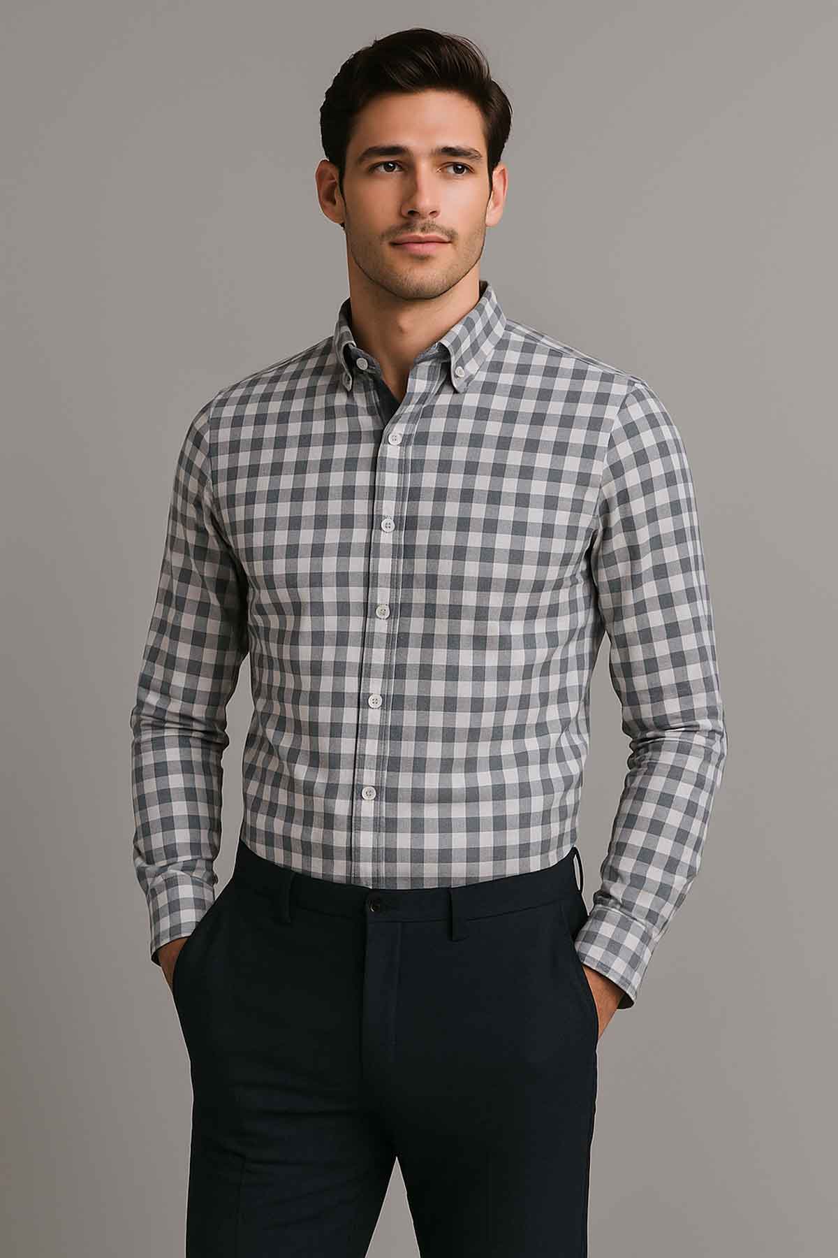 Eternity Men's Slim Fit Shepherd Check Casual Shirt