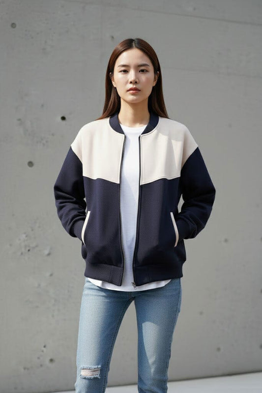Max 21 Women's Two-Tone Boxy Bomber Jacket