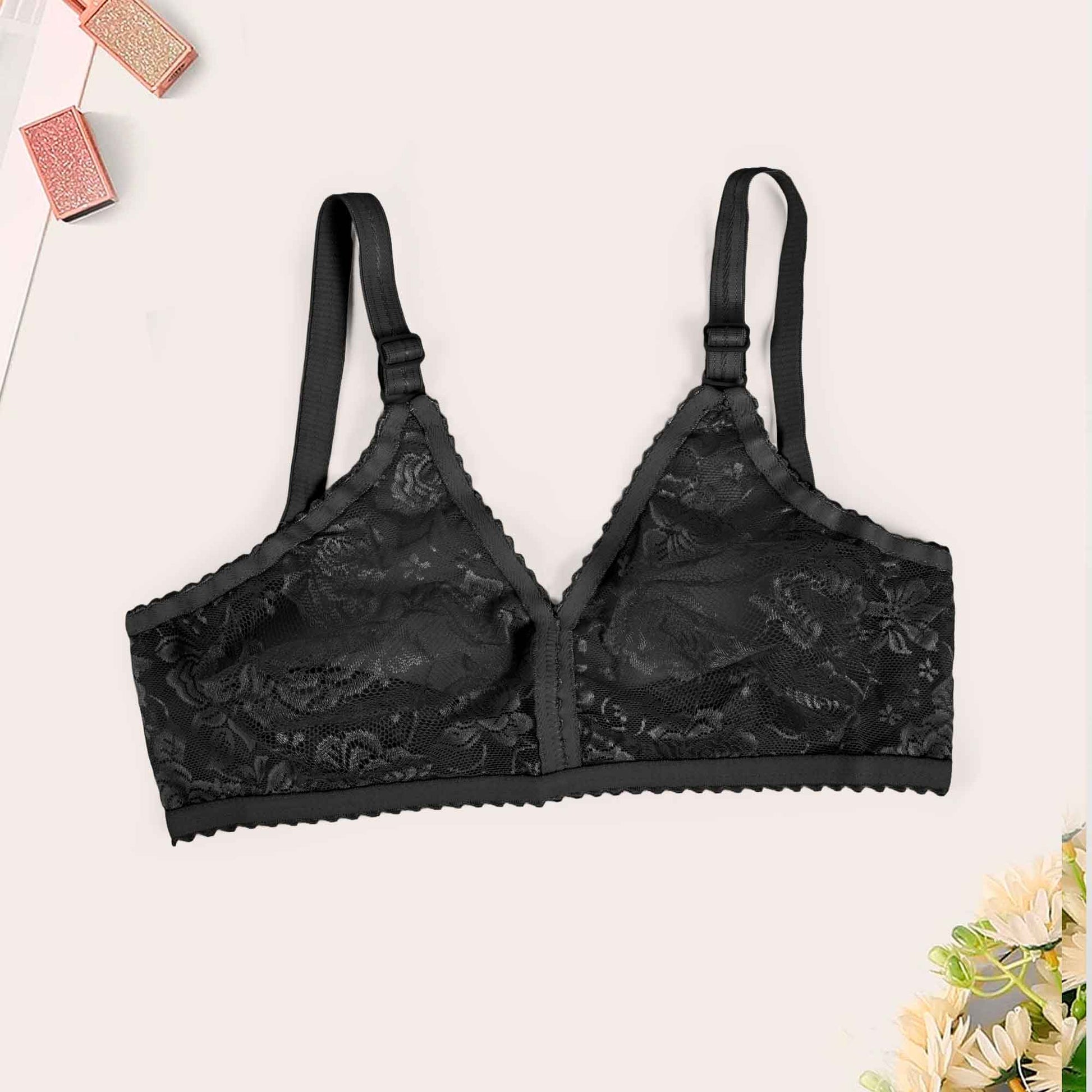 Stylish Floral Design Non Paded Net Bra ( Best for Summer)