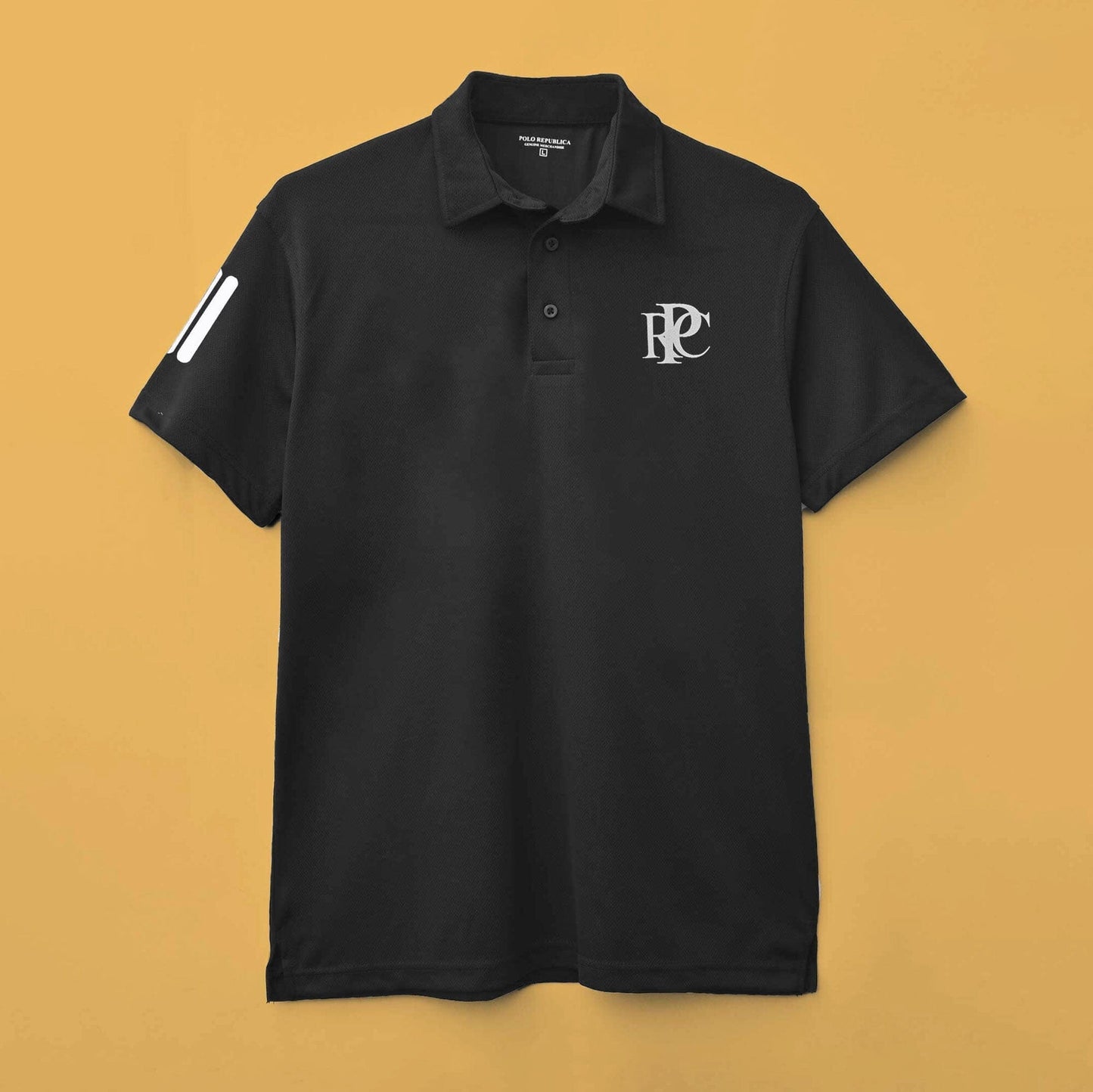 Polo Republica Men's Reflective Shoulder PRC Printed Minor Fault Activewear Polo Shirt Minor Fault Polo Republica Black XS 
