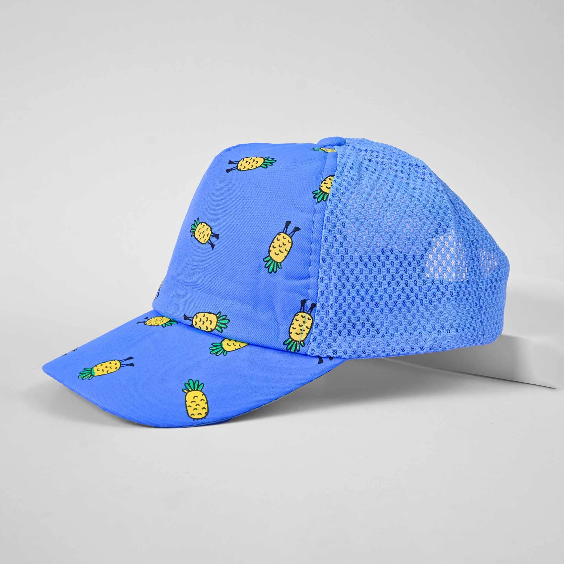 Kid's Pine Apple Printed Net Design Cap Headwear RAM Blue 