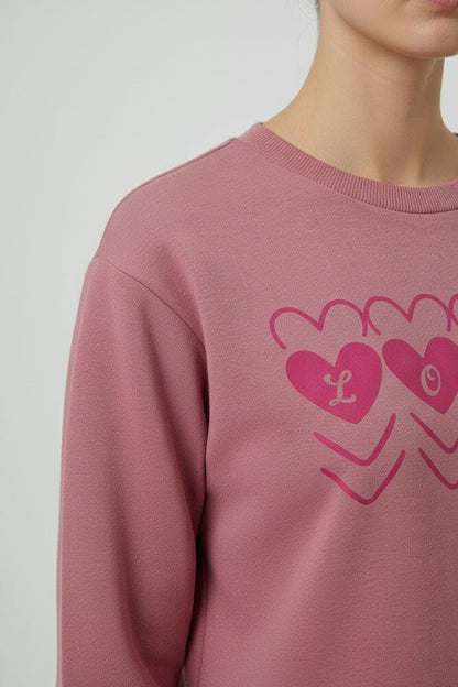 L.A.T Women's Love Printed High Low Hem Minor Fault Sweatshirt