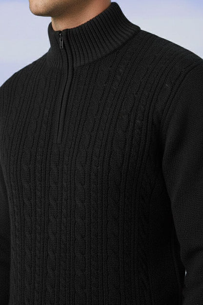 VT Men's Cable Knit Zipper Sweater