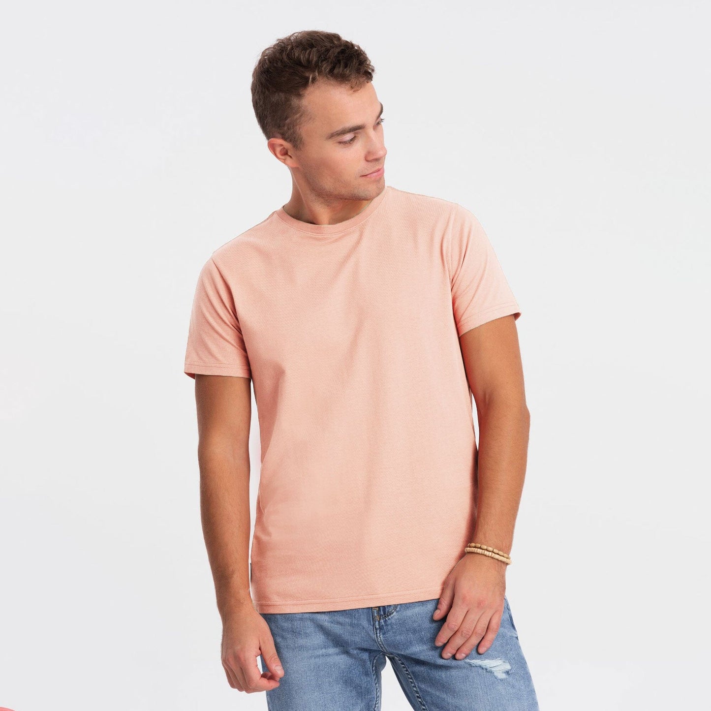 Fevlo Men's Palermo Solid Design Short Sleeve Tee Shirt Men's Tee Shirt Yasir Bin Asad (Sale Basis) Powder Pink XS 