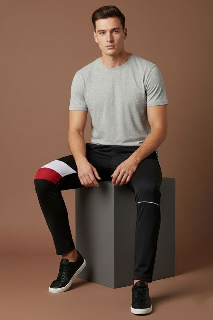 Men's Piping Color Block Activewear Trousers