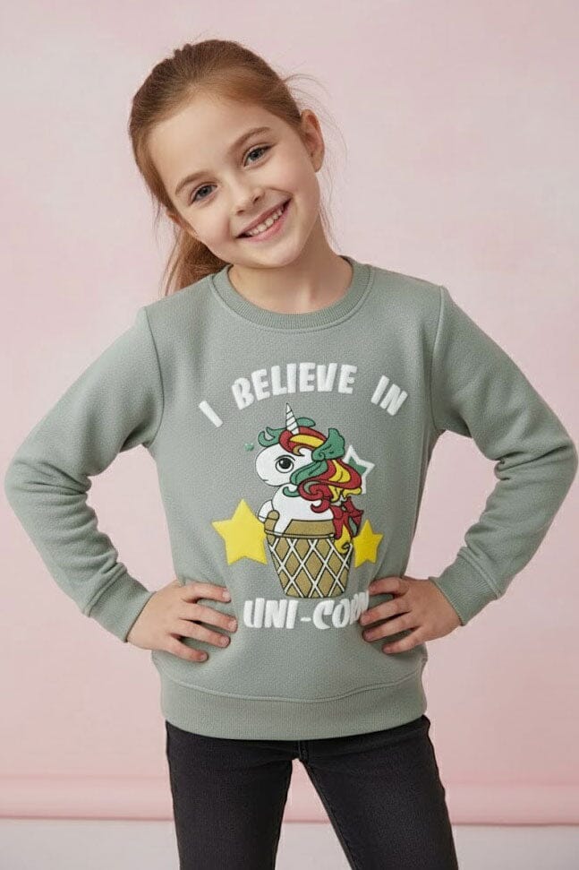 Minoti Girl's Believe In Uni-Corn Sweatshirt